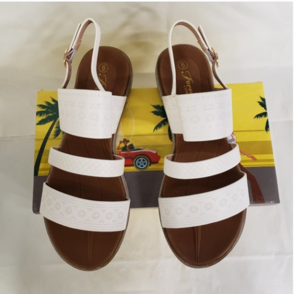 Forever Link White Triple Strap Sandal